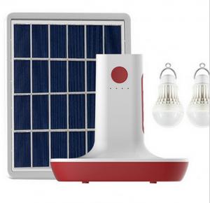MP3 Radio 3 LED Bulbs Light Solar Power Panel Generator Kit USB Home Charger System