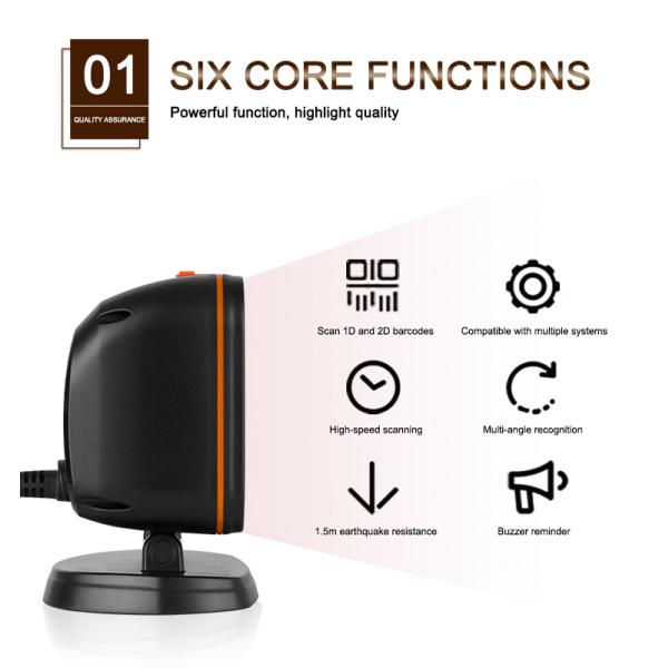 China Factory 1d 2d Barcode Scanner Desktop Table Top Omnidirectional Qr Code Reader for Supermarket