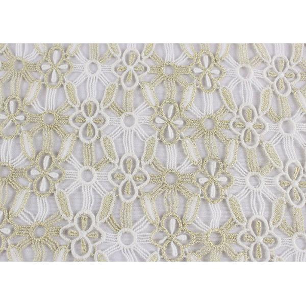 Polyester Lace Fabric With Floral Lace Designs Metallic Fabric For Fashion Garment