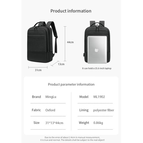 Factory wholesale USB Charging bagpack Notebook waterproof Laptop Back pack leisure travel Backpack bag school backpack
