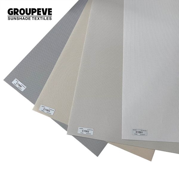 5% Openness Factor 470GSM Polyester PVC Sunscreen Fabric 2/2.5/3m Width for Hotel Office