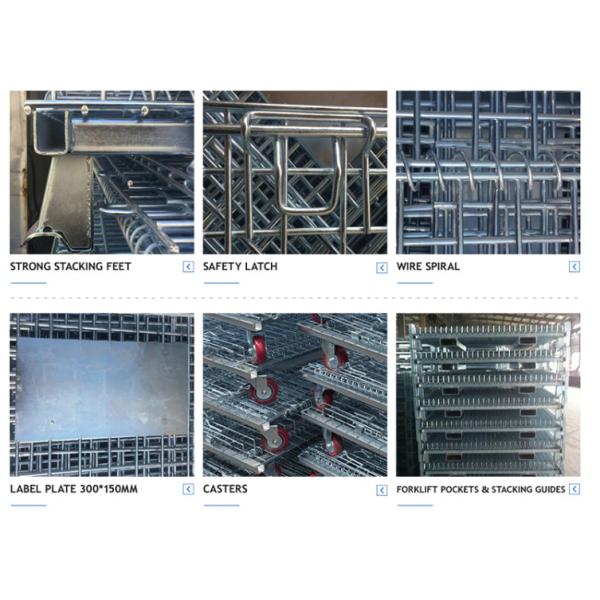 Heavy Duty Galvanized Foldable Stackable Wire Mesh Pallet Cage For Storage And Transport