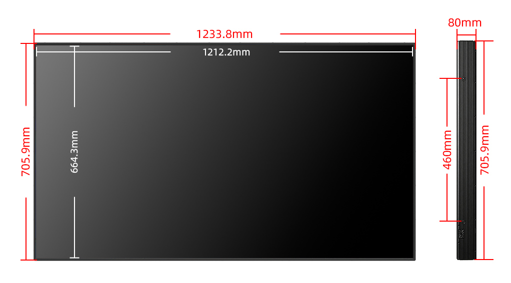 55 Inch High Brightness Hanging Advertising Screen Lcd Window Facing Display