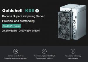 China KD6 Kadena Goldshell Asic Miner 29.2TH 2560w 88w/T Super Computing Server for KDA Coin on sale