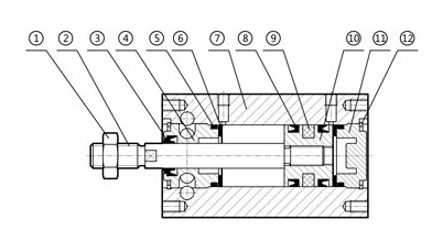 Aluminum Alloy Double Acting Pneumatic Cylinders , Small Air Cylinders