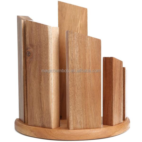 Bamboo Multifunctional Kitchen Shelf Semi Circle Magnetic Knife Block