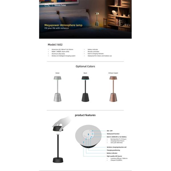 Smart Rechargeable Table Lamp Phonecontrol RGBW Night Light, Portable for Bedrooms, Living Rooms and Office