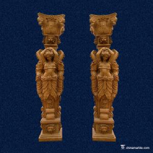 China Fully Hand Carved Marble Stone Column Statues With Lady Figures For Decorative on sale