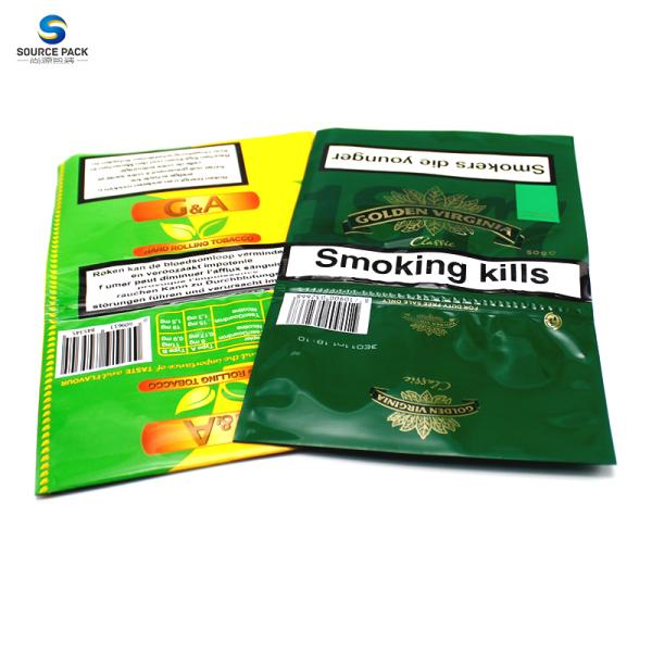 OEM ODM Design Tobacco Packaging Pouch 25g 50g Gravure Printing