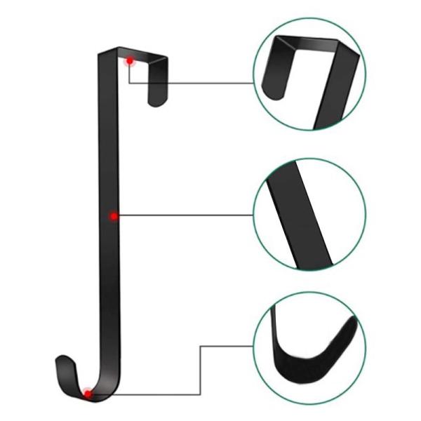Metal Single Hook Black White Wreath Hanger For Front Door