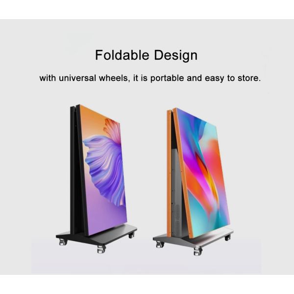 Customized Vertical Floor Stand Advertising Folding LED Mirror Display Poster Screen