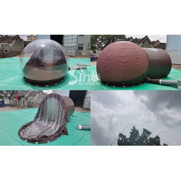 3m Dome Clear Inflatable Bubble Tent With Steel Frame Tunnel And Aluminium Door For Beach Hotel Use