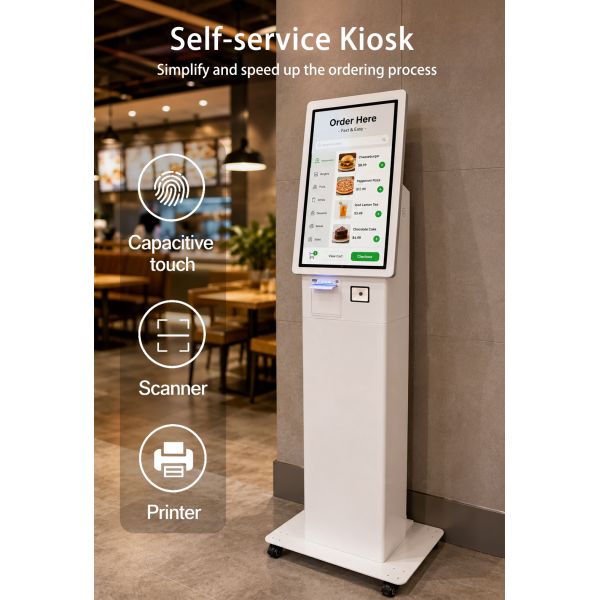 21.5" Floor Standing Self Ordering Kiosk Restaurant Self Service Payment Terminal with 80mm Receipt Printer OEM