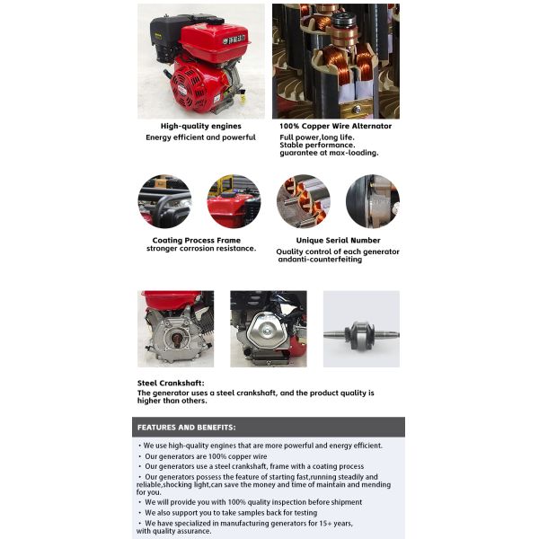 Single Phase Open Frame Gasoline Inverter Generator Portable 2kw For Home