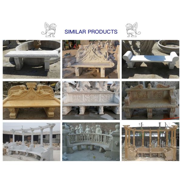White Marble Bench Garden Natural Stone Benches Rest Long Chair Outdoor Park Customized Size