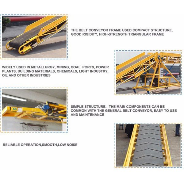Inclined Roughed Telescopic Belt Conveyor Ribbed For Short And Long Distances