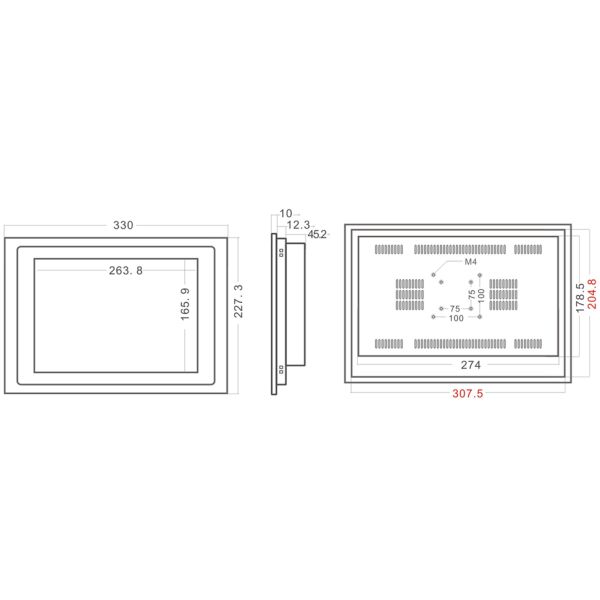 10MM Widescreen Industrial Android Tablet Panel PC RK3399 12 Inch With 5 Mega Pixel Camera