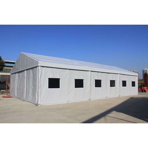 Emergency Gray PVC Military Army Tent 8.5 x 15m With Rolling Windows And Doors