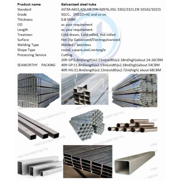 ASTM-A653,AISI Certified Galvanized Square Tubing With 0.8-5mm Thickness