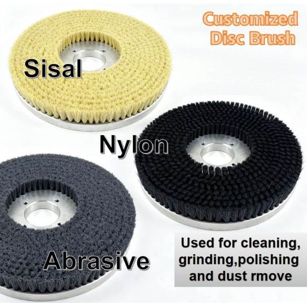 Industrial Customized Sisal Bristle Aluminum Disc Brush for Cleaning and Polishing