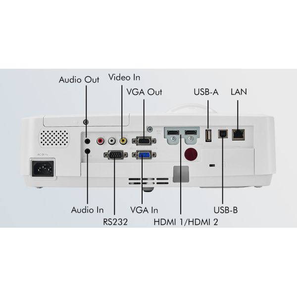 Bright 3700 Lumens Short Throw Projector with 3LCD Technology for Classrooms and Meetings