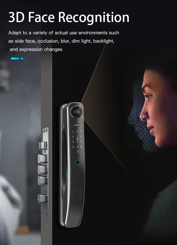 Tuya 3D Face Recognition Smart Wifi Door Lock Cat'S Eye Wide Angle Camera Zigbee Door Lock