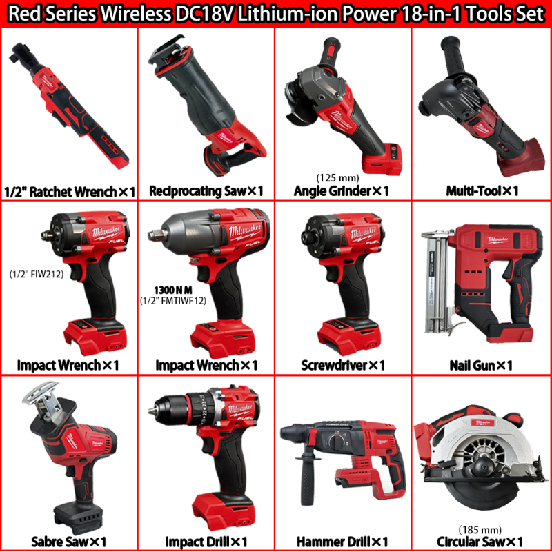 18in1 Milwaukee Power Tool Set DC18V Lithium Milwaukee Screwdriver Set