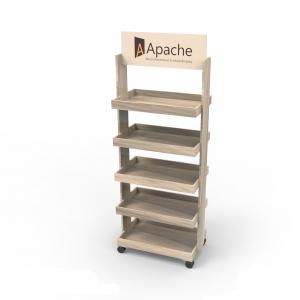 Buy cheap Flexible Point Of Sales Displays Stores Wooden Wine Display Rack With Wheels product