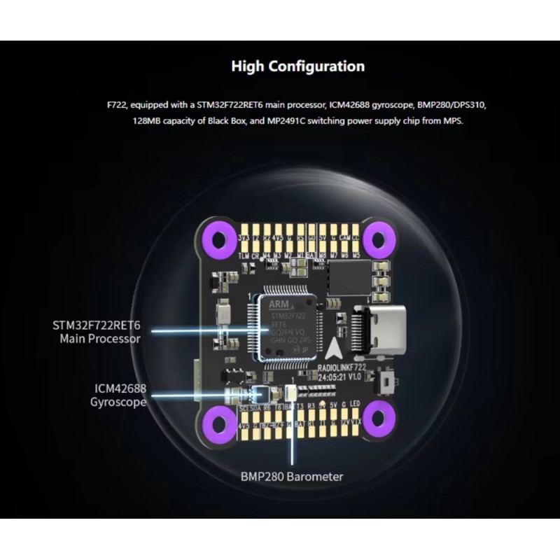 Radiolink F722 Open Source Betaflight Flight Controller High Configuration Plastic Drones FPV Multiple Transmission