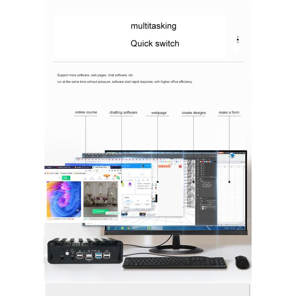 2026 Embed Mini PC Linux Intel Processor I5 6300U Dual Core 2.4GHz 2*DDR3 16G RAM VGA+ Output