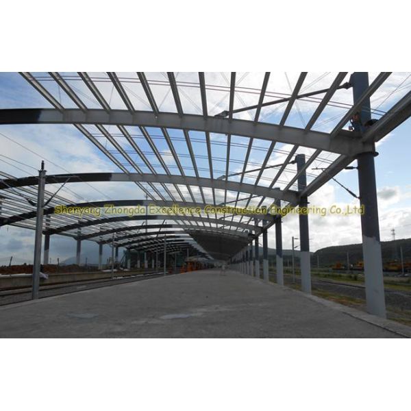 UV Resistant Prefabricated Steel Structures Large Span Prefab Bus / Train Station
