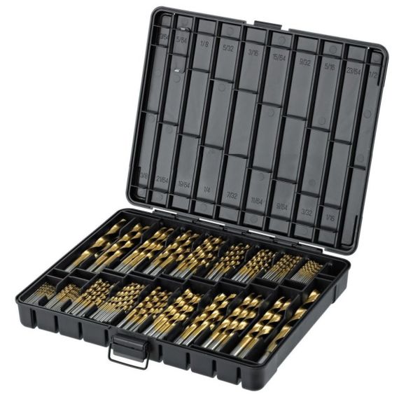 230pcs HSS Titanium Coated Drill Bit Set in Steel Index