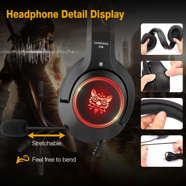 117dB 50mm K9 Noise Cancelling Gaming Headphones For PS4 PC
