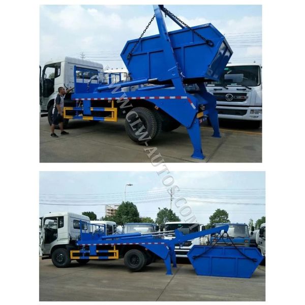 5cbm Dongfeng brand 6 wheels Swing Arm Garbage Truck for sanitation garbage collection truck