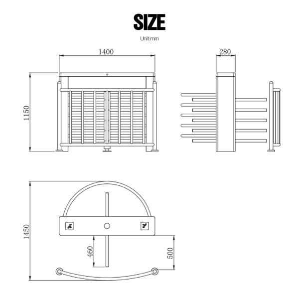 Durable Tested Gate Full Height Turnstile 1.5mm Thickness 20 Persons / Min