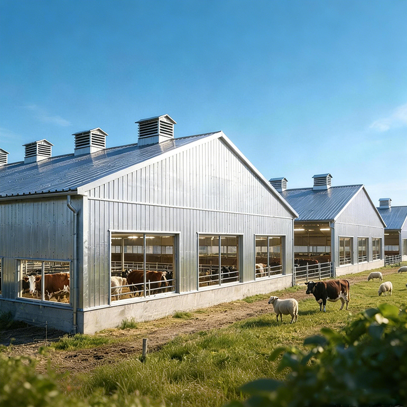 Thermal Insulation Rust Resistant Customizable Size Agricultural Steel Frame Building for Farms