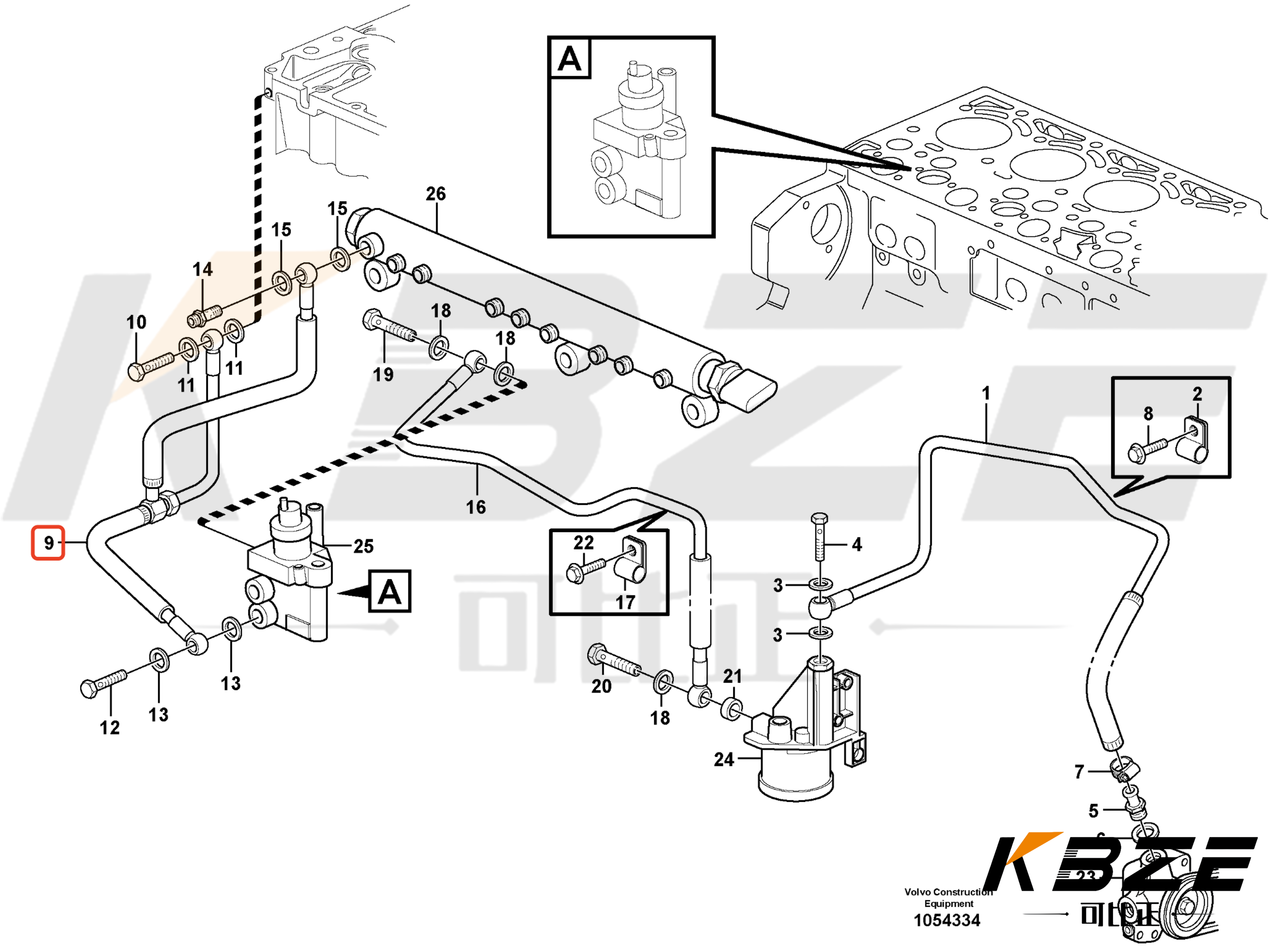 EC200D EC220D EC240B FUEL RETURN PIPE VOE20972320 VOE 20972320 FITS VOLVO D7E ENGINE