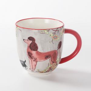 China Promotional Gift Cute Cartoon Poodle Dog Ceramic Coffee Mugs Pure Hand Painted on sale