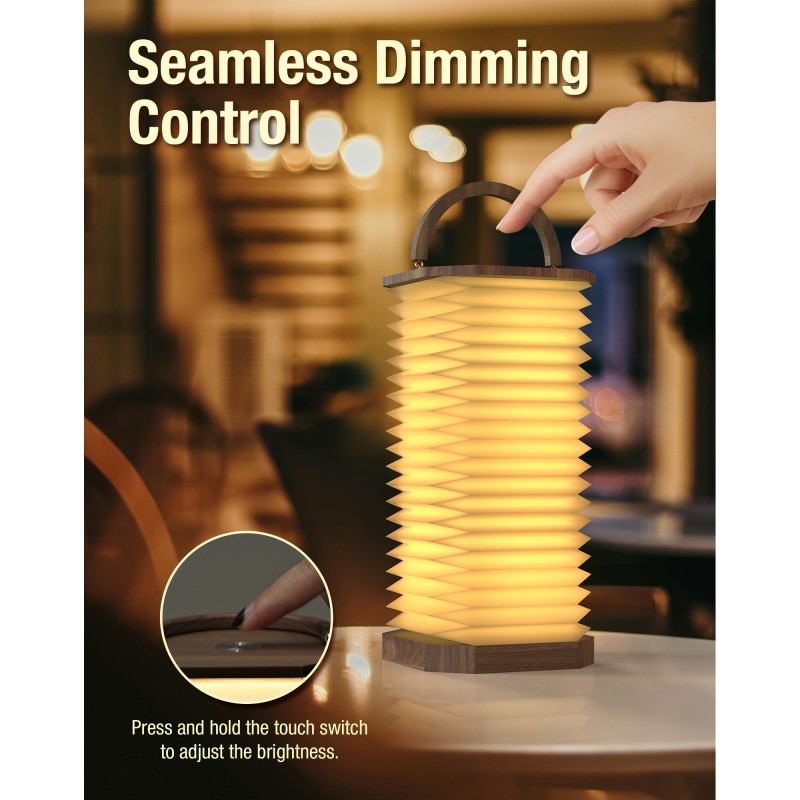 6V Camping Accordion Light Fixture Portable Foldable LED Touch Warm Light