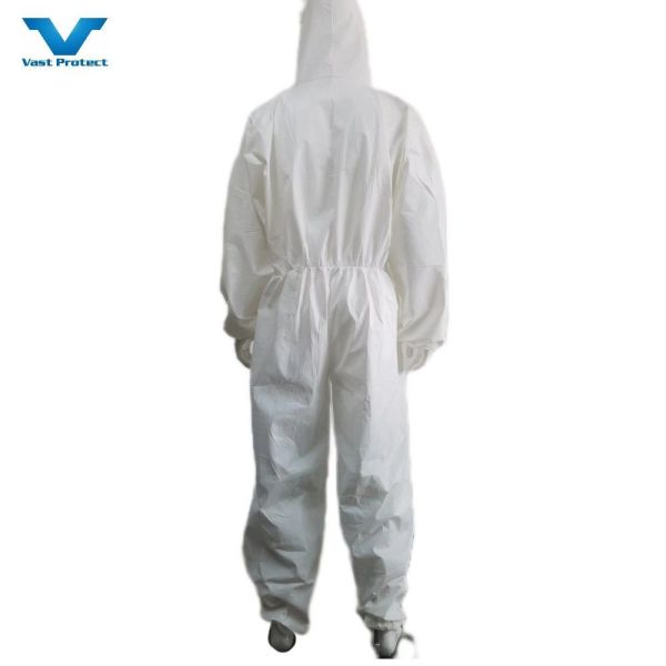CE Type 5/6 Cat3 Durable Hooded Coverall made of Microporous Anti-Splash Fabric