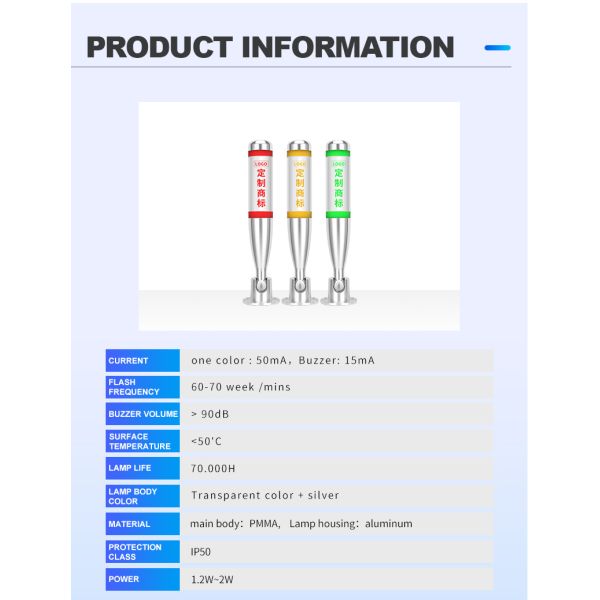 Rotating Base Machine Tower Lamp Equipment Warning LED Signal Tower Stack Lights