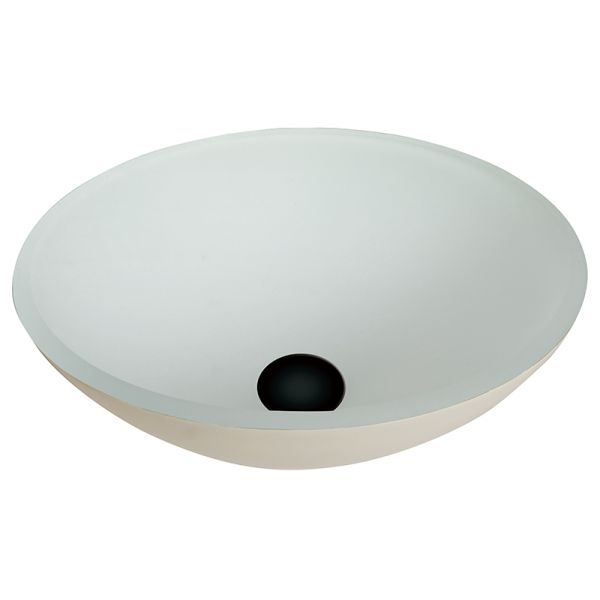 White Tempered Glass Basin Bowl Deep Countertop 380mm Length 132mm Height Round