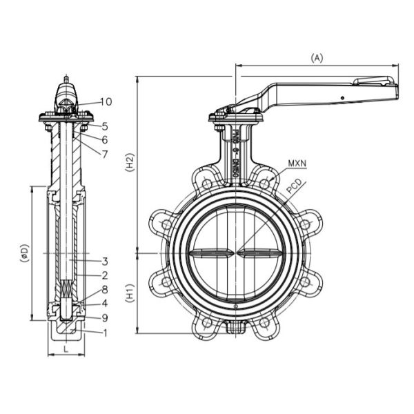 DN100 – DN4000/ 4"-160" Double Eccentric Double Flange Butterfly Valve BS EN593 EN12266