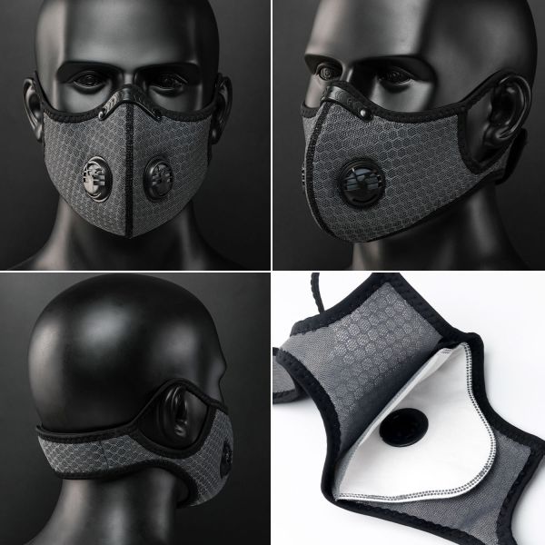5Ply PM2.5 Protective Filter Face Mask with 2 exhalation valves Outdoor Sports Bike Motorcycle Face Mask