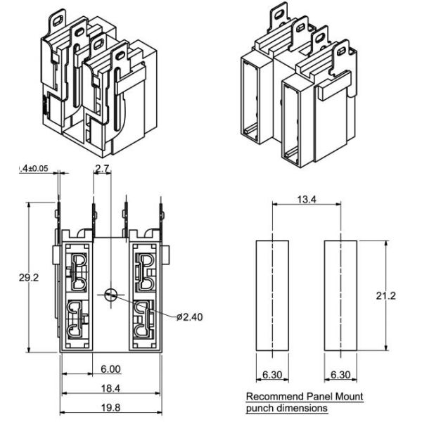 SL-703E2 Nylon PA66 ATC Standard PCB Mount Fuse Holder