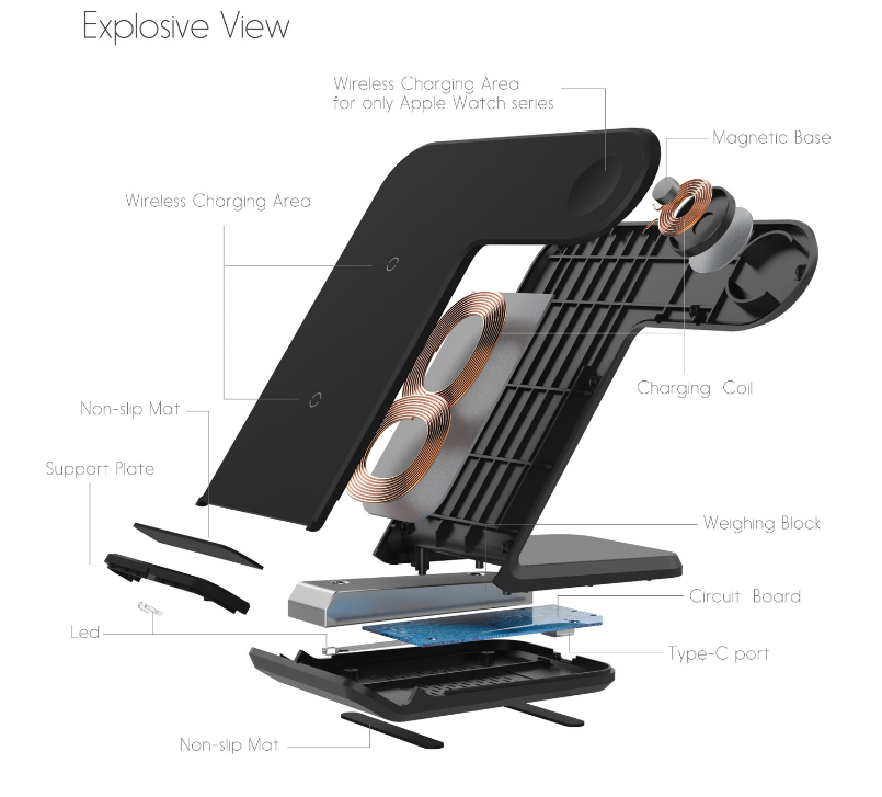 9v 1.5a Wireless Phone Charger Stand With Rubber Coating / Samsung Stand Up Charger