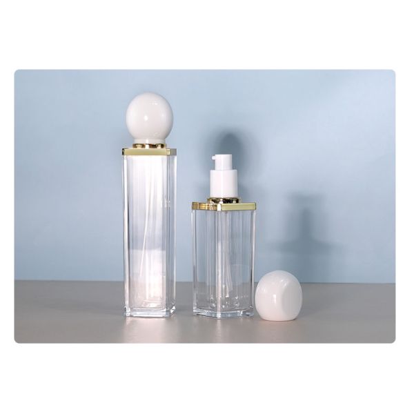 Cosmetic Acrylic Bottles 30g 50g Plastic Lotion Bottles Packaging With Special Stone Cover Cap