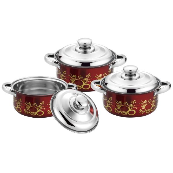 6 pcs kitchen cookware set &cookwere set stainless steel & 16/18/20cm colorful induction cookware set
