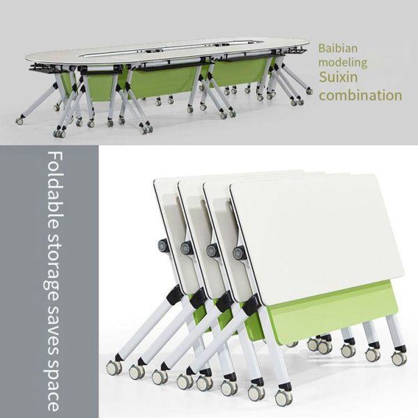 Customizable Small Office Mobile Workstation with Folding Legs and Cable Management