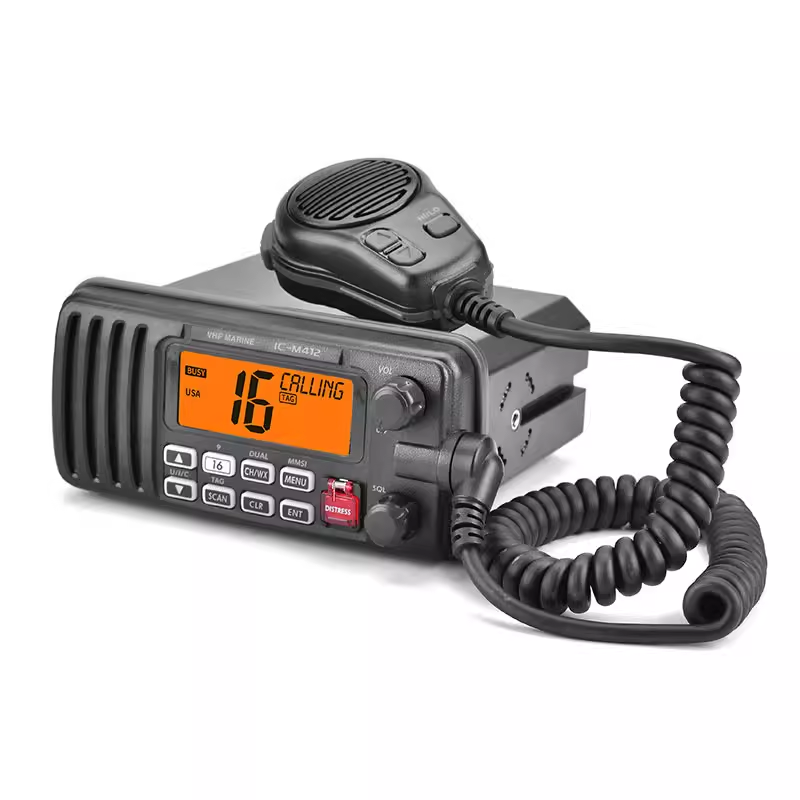 IC-M412 25W Waterproof Walkie Talkie VHF Marine Radio with 0-30KM Range and IPX7 Submersible Mobile Station